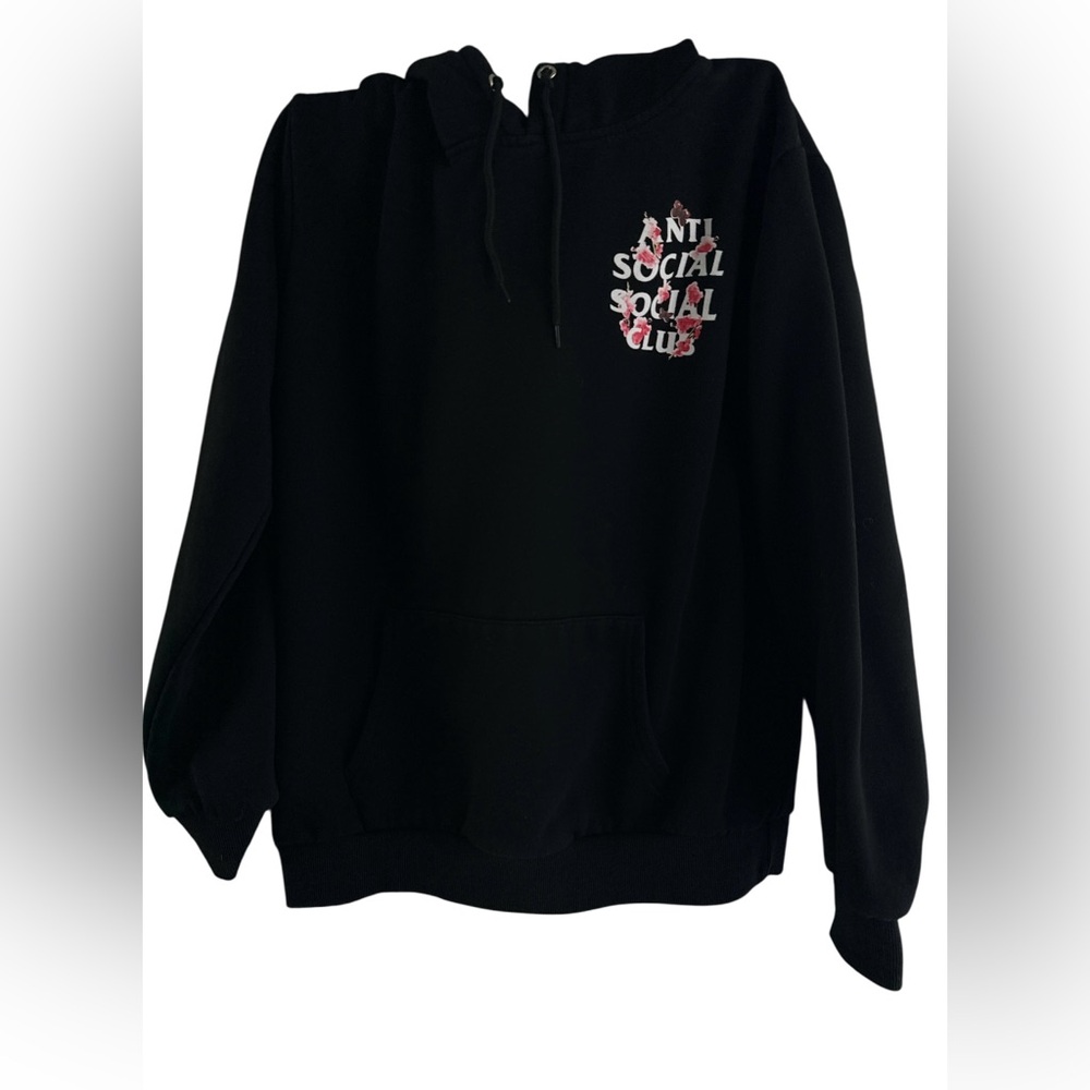 Black anti social social club pullover hoodie cherry blossom/ butterfly - Picture 2 of 5